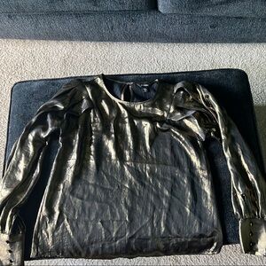 Express Silver Shiny Long Sleeve Blouse